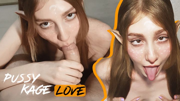 Elf Sucks and Takes Cum on Her Face