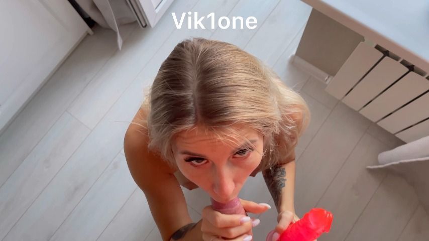 Hot blonde loves two cocks in her mouth