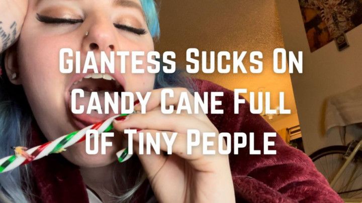 Giantess Sucks on Candy Cane with Tinys