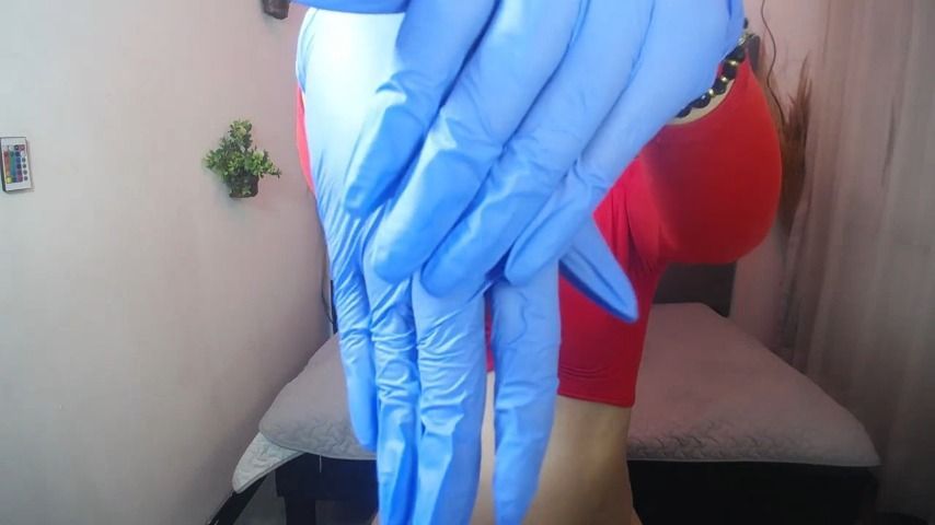 Glove fetish, long nails TRANS