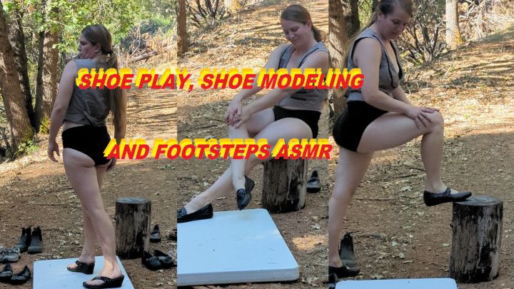 Shoe play, shoe modeling and footsteps ASMR