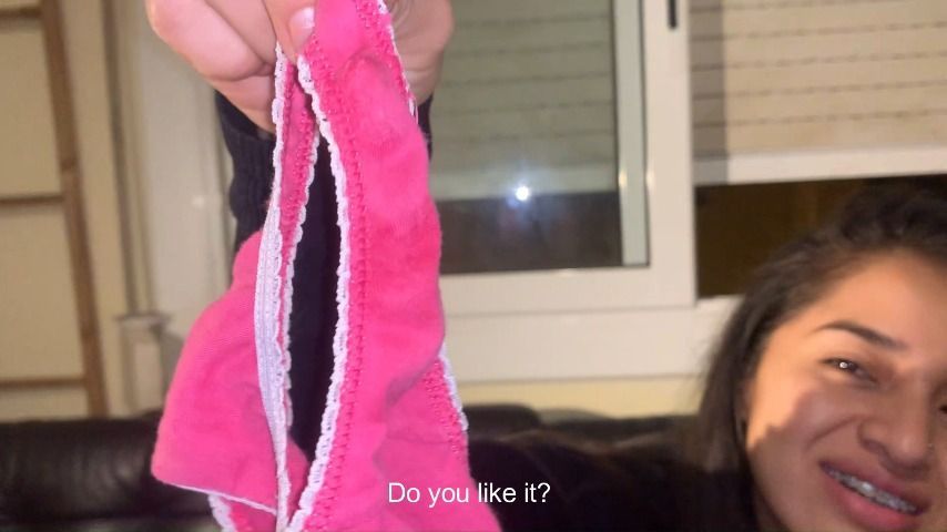 Sniffing my smelly worn panties