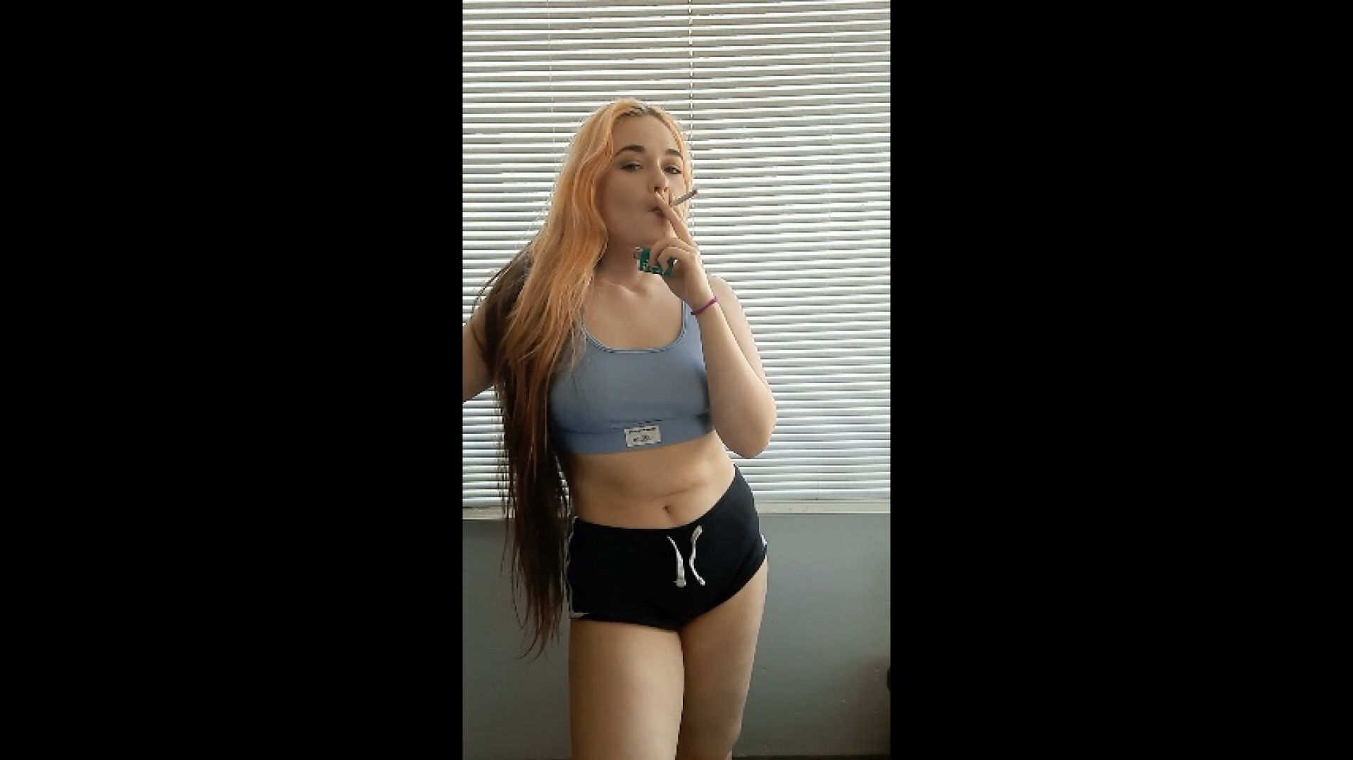 Smoking and showing off my body in small tight clothes