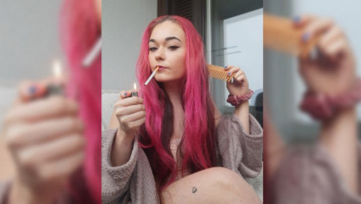 Smoking fetish long hair fetish