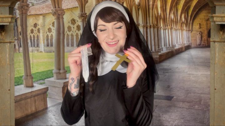 Lusting Nun Steals Cum From Used Condom