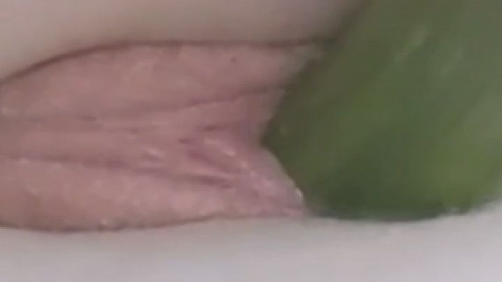 fucking my squirting pussy w a cucumber