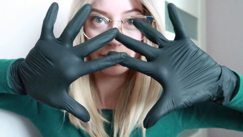 Black gloves touch