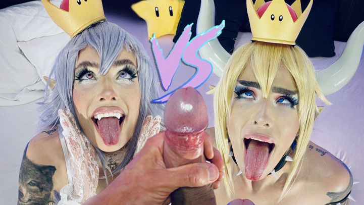 FREE! BOWSETTE vs BOOSETTE - Ahegao Cosplay, Rough Sex, Feet