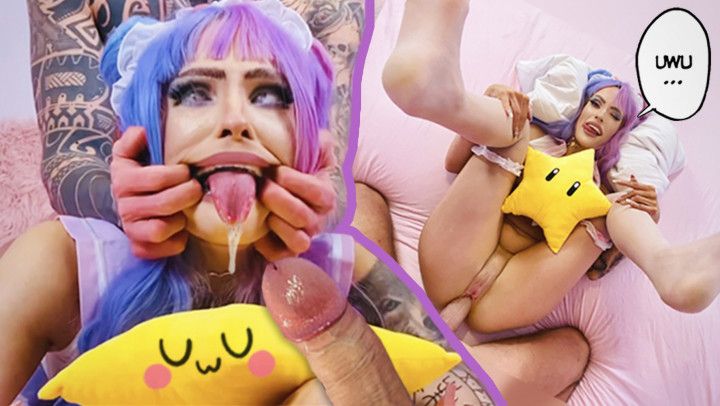 Let's DESTROY this E-GIRL SLUT - Rough Ahegao Cosplay Sex