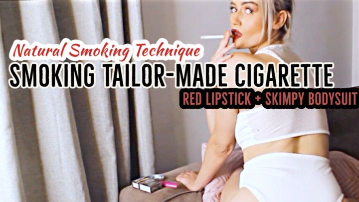 Smoking Red Lips In Skimpy Bodysuit