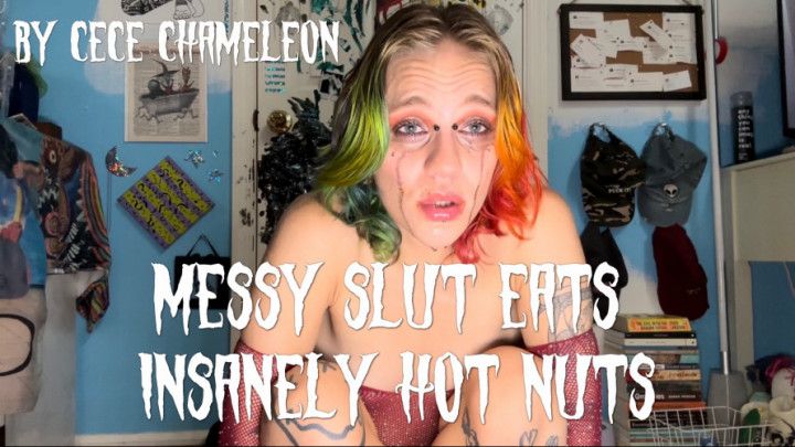 messy slut eats insanely hot nuts