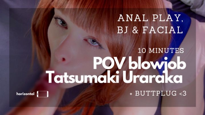 Uraraka POV blow job takes FACIAL with a plug in her ass