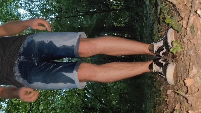 Wetting My Jeans Shorts In The Forest