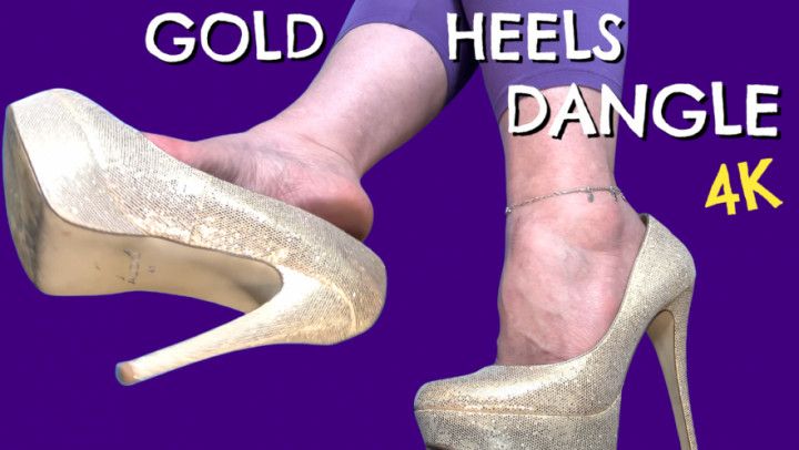 Gold High Heels Dangle in 4K