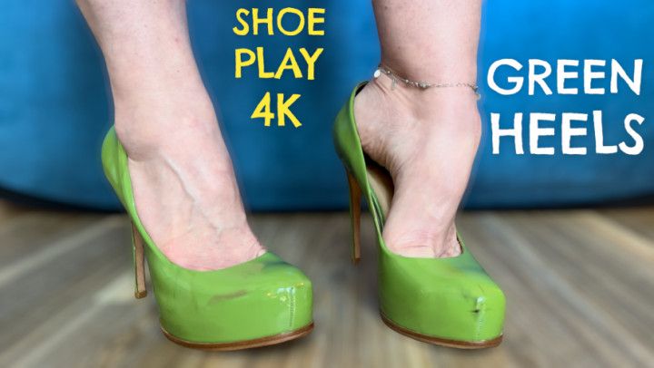 Shoeplay Shoe Play in 4K Green High Heel