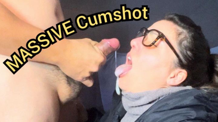 Nerd Wife Takes MASSIVE Cumshot in Mouth &amp; Puffy Jacket