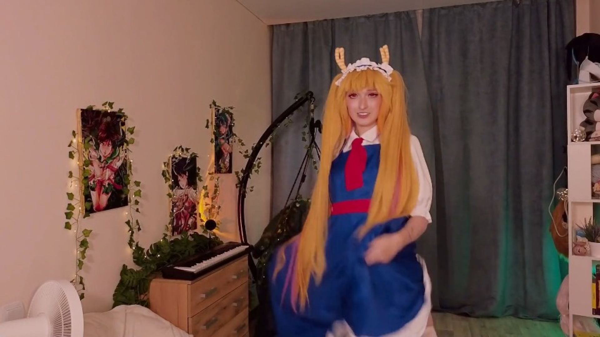 Trans girl Tohru gives you a POV blowjob and striptease