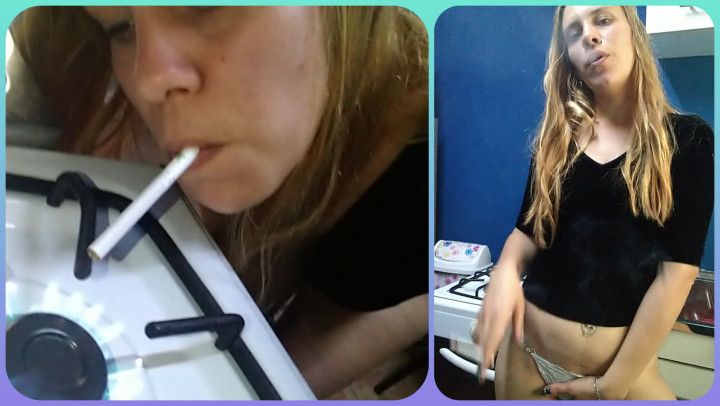 Smoking in the kitchen and masturbating