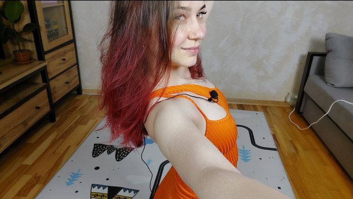 JOI +dirtytalk in sexy orange dress
