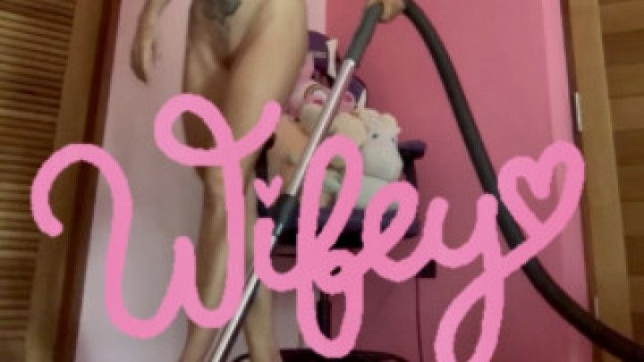 Dusting and vacuuming wearing nothing but heels voyeur