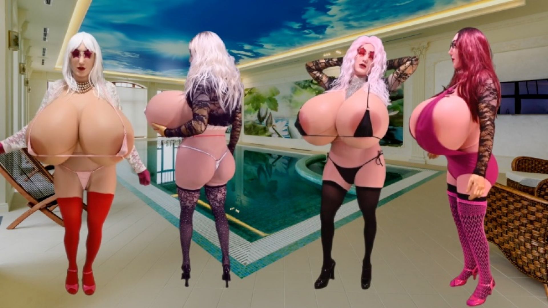 Female Masker Pool Party Strippers #2