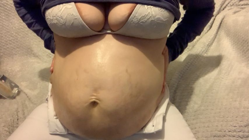 Pregnant JOI dildo on belly