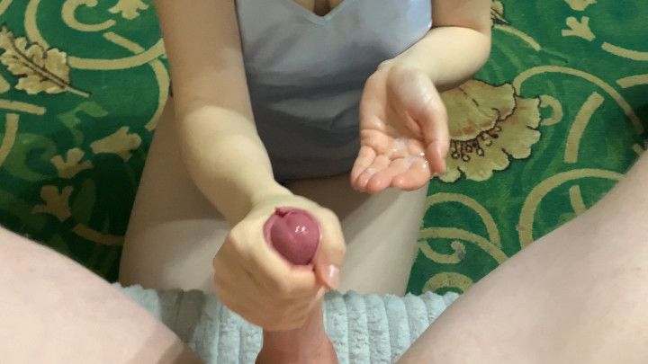 Hard handjob and cum as moisturizer