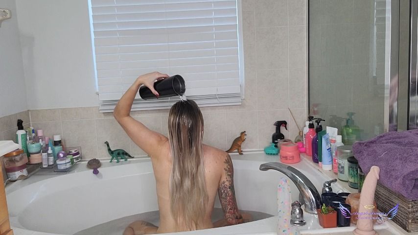 Hair washing with cum show