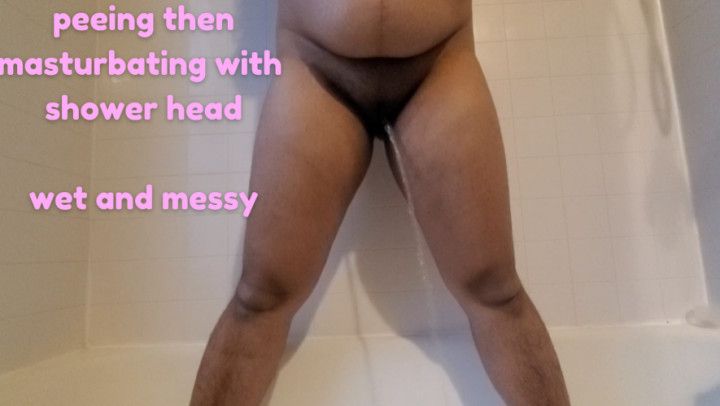 peeing and masturbation with shower head