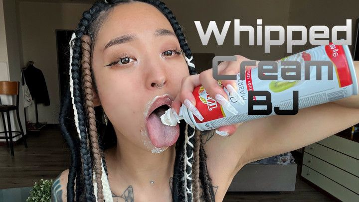 Whipped cream play and blowjob