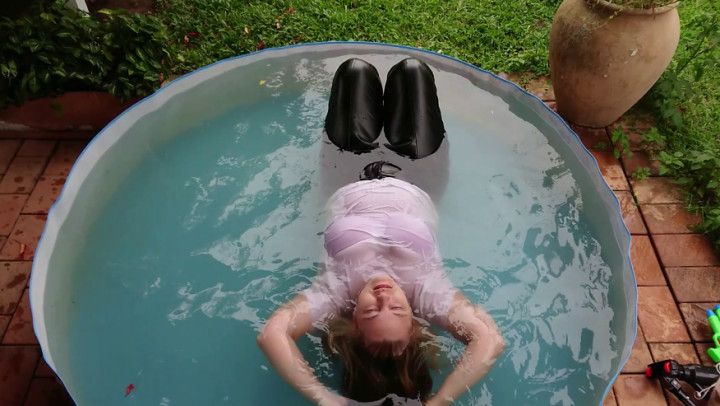 Wetlook in My Leather Pants in the Pool