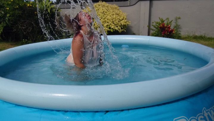 White Attire Gets Wet in the Pool