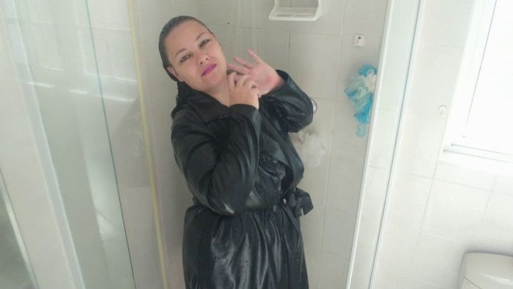 Leather coat soaked in the shower