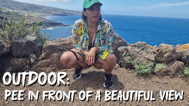 Outdoor: pee in front of a beautiful view