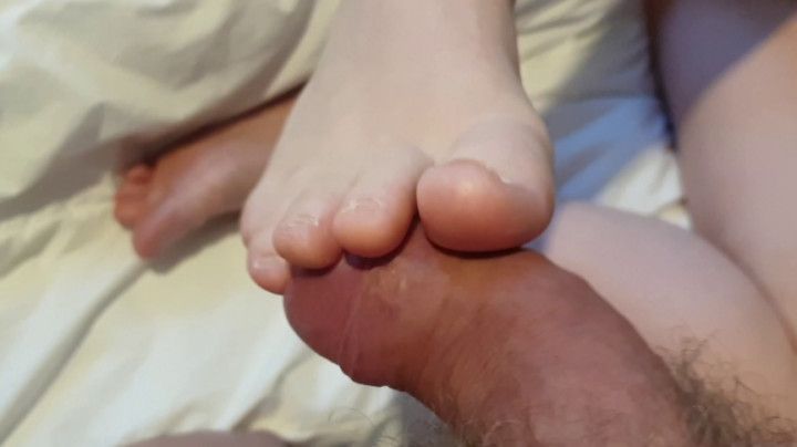 He cums on my foot when sniffing my ass