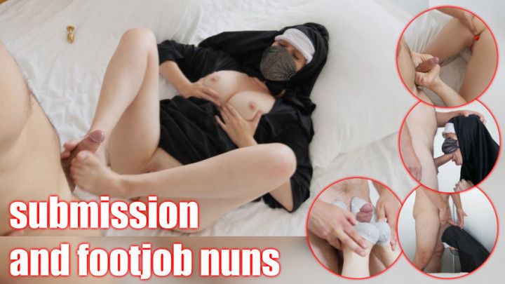 The nun couldn't resist getting dick. nun footjob