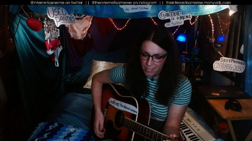 Playing guitar during the live stream