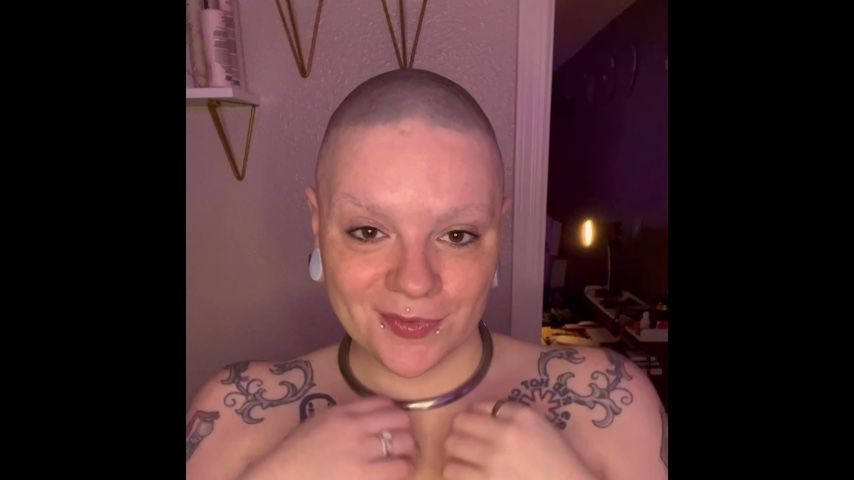 Topless Emo Girl with Collar Headshave