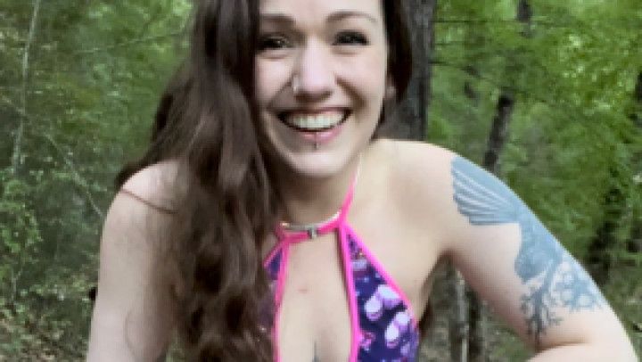 Nature Pee Outdoors in the Forest Wearing Bodysuit and Docs