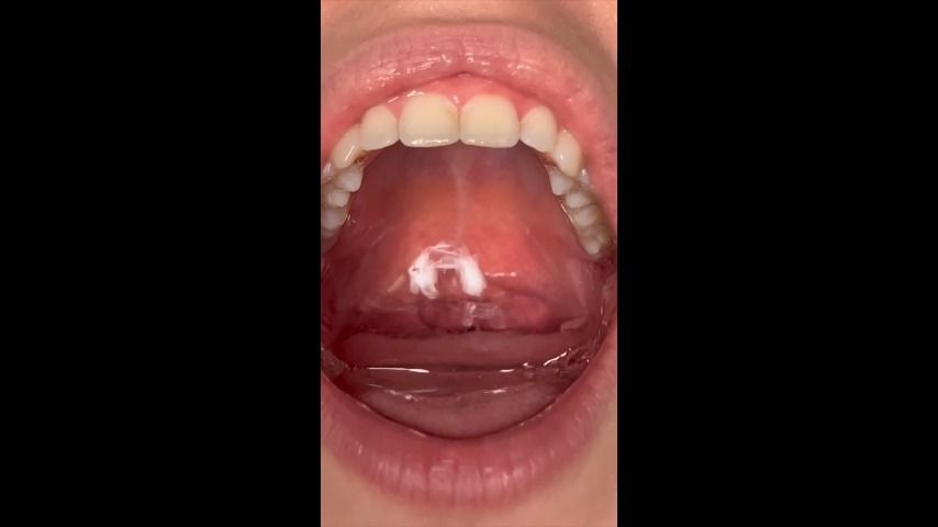 Gargling with open mouth swallow