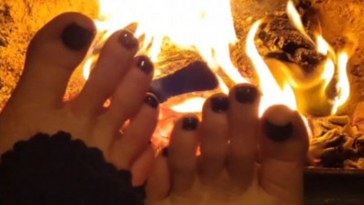 Goddess toes by the fire