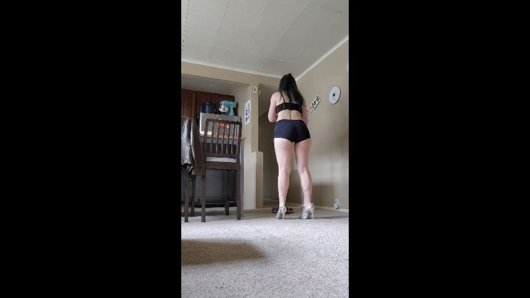 Naughty Housewife Cleaning in Heels and Booty Shorts