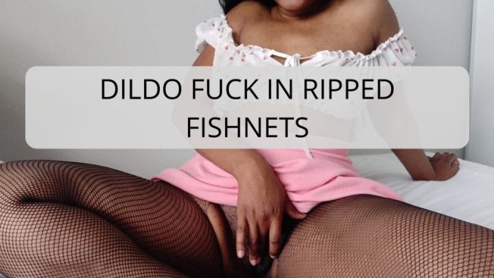 Dildo fuck in fishnets