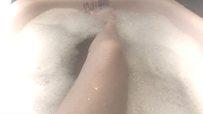 My feet in a bubble bath