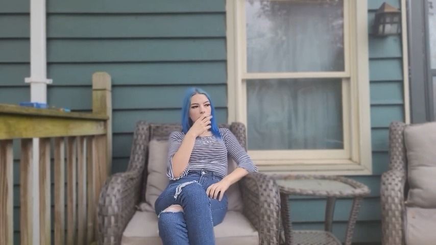 Hot Goth Girl Smoking Outside