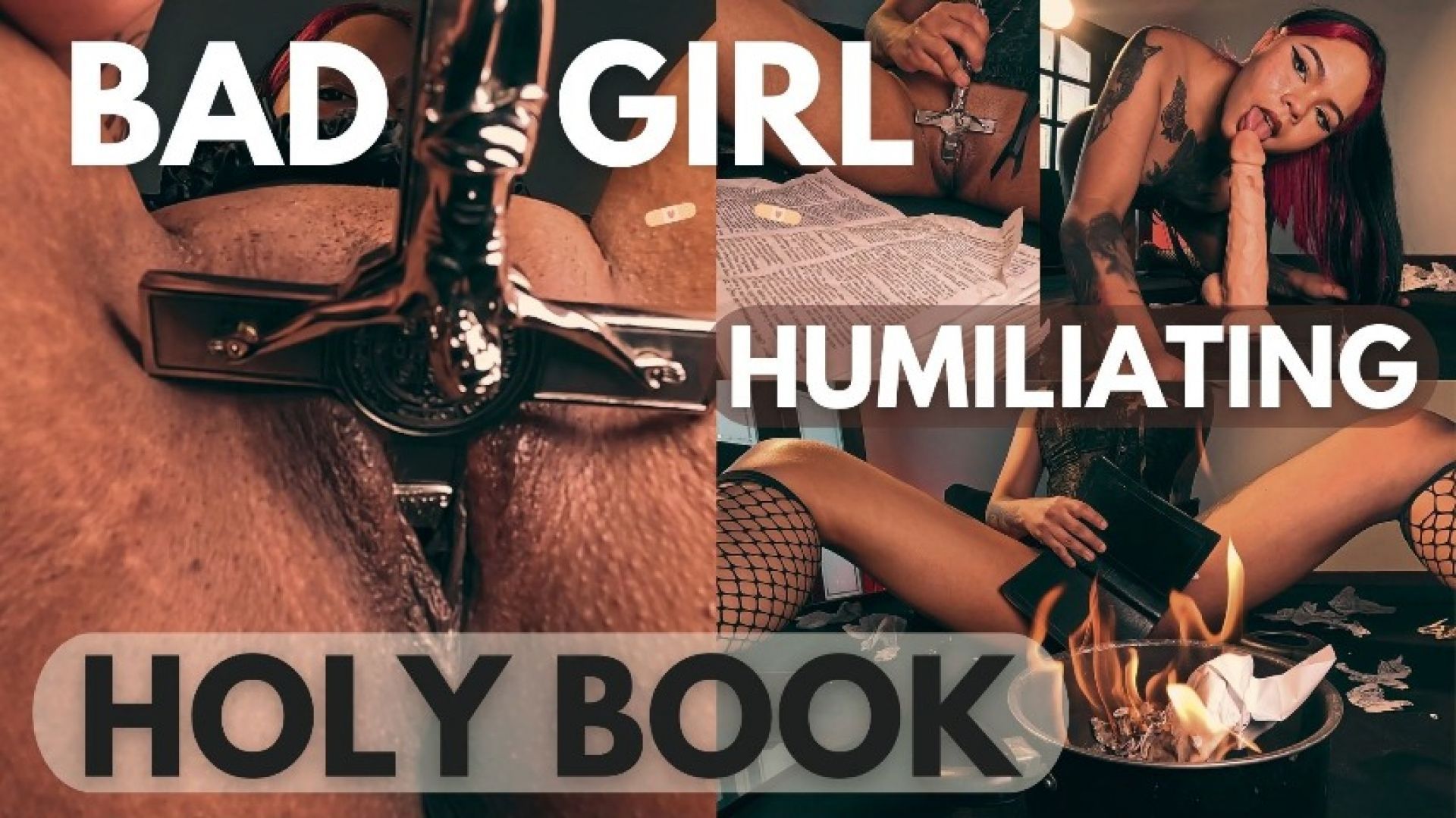 Bad girl humiliates holy book