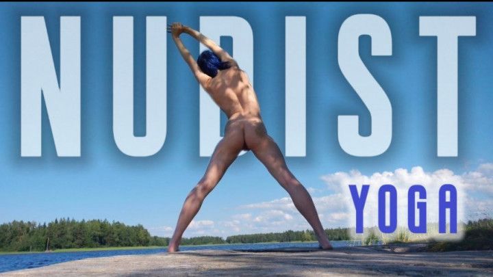 Nudist yoga on a desert island