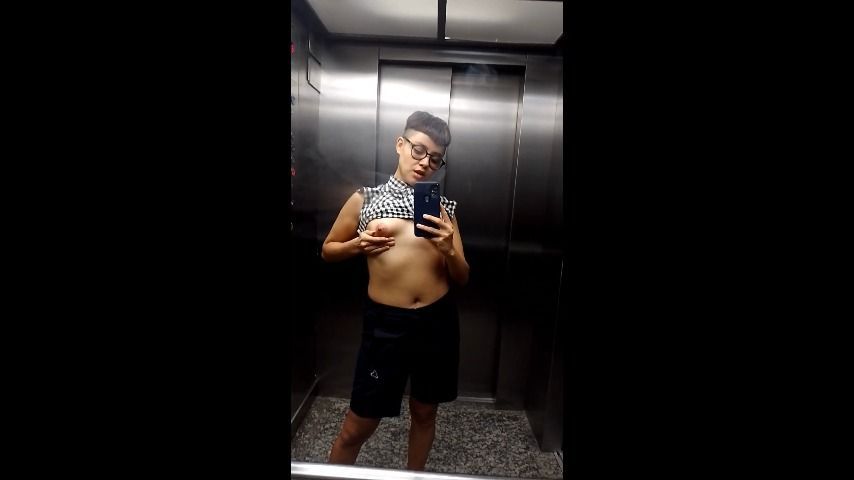 Touching me horny in the elevator