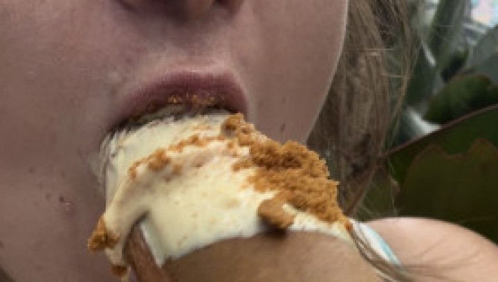 Messy eating Cock waffle in public