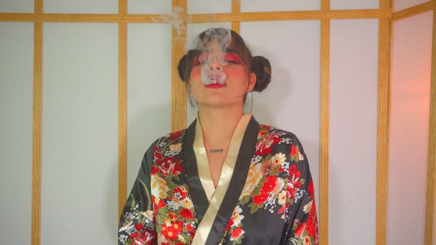 Smoking in kimono